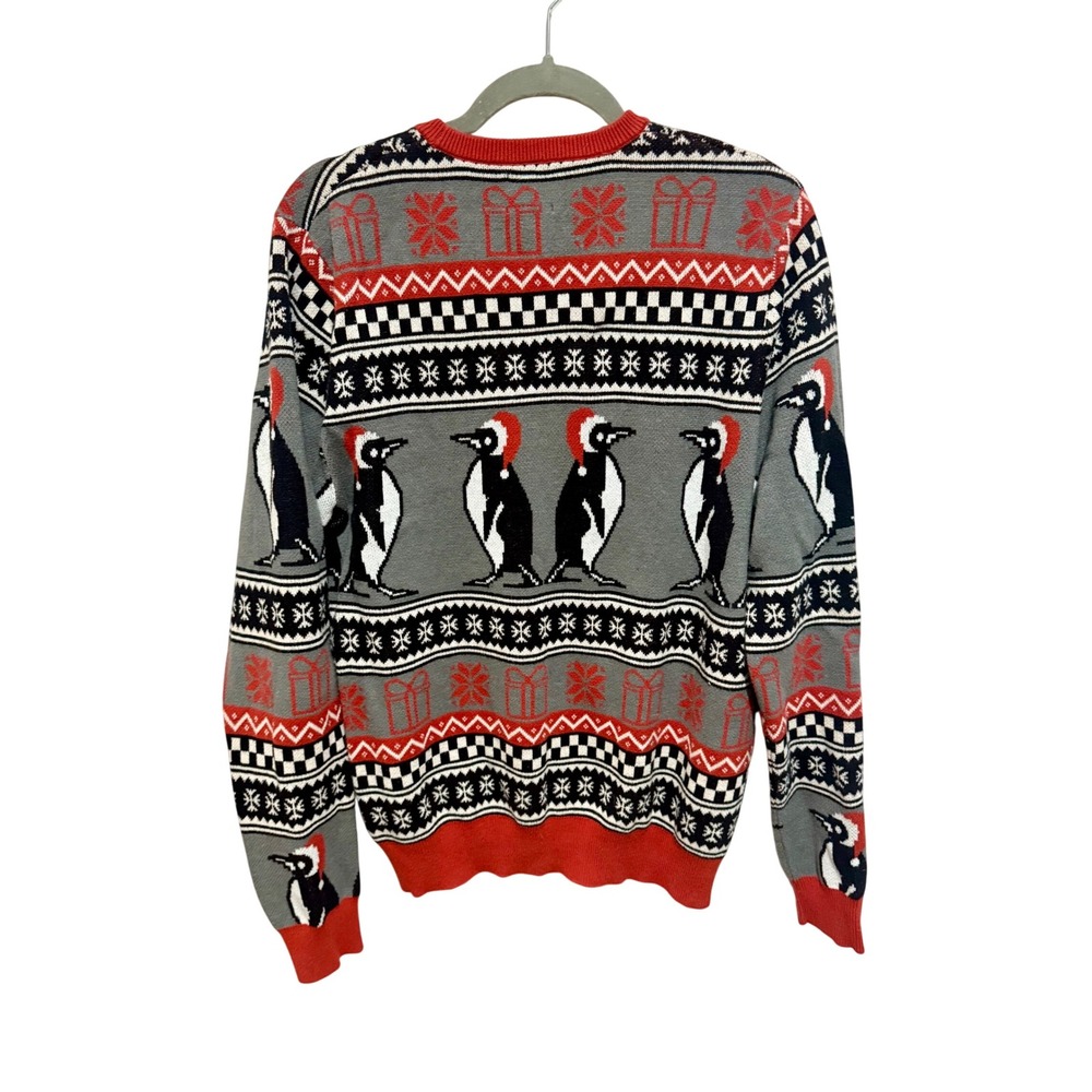 14th & Union Penguin Ugly Christmas Sweater Men's Medium Novelty Graphic Knit - Picture 2 of 11
